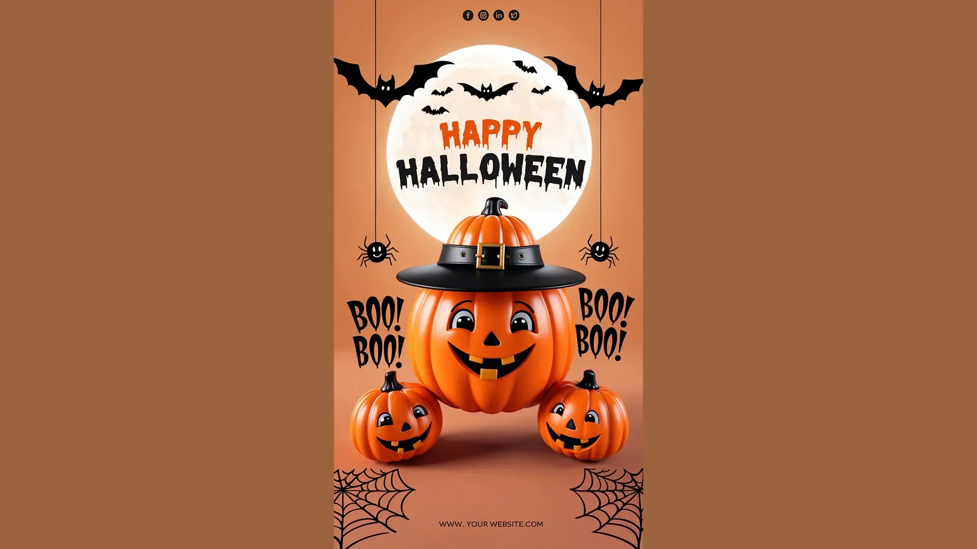 Halloween Instagram Story Card with Boo-ing Pumpkins and Full Moon image